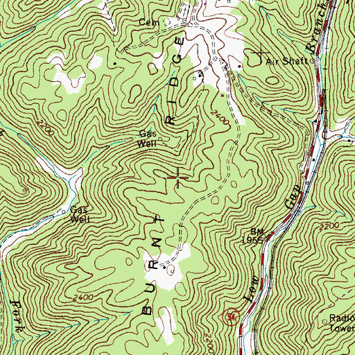 Topographic Map of Burnt Ridge, WV