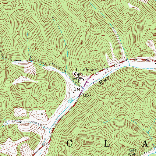 Topographic Map of Burnthouse Cemetery, WV