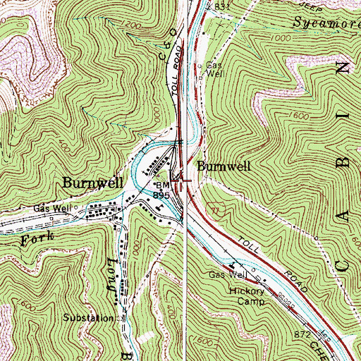 Topographic Map of Burnwell, WV