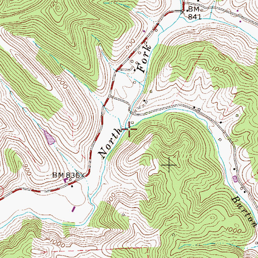 Topographic Map of Burton Run, WV