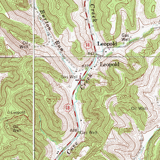 Topographic Map of Burton Run, WV