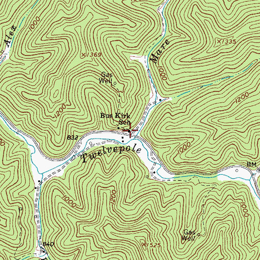 Topographic Map of Bus Kirk School, WV