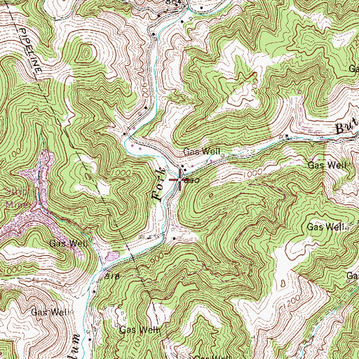 Topographic Map of Butcher Fork, WV