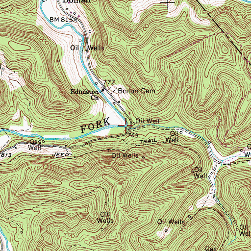 Topographic Map of Butchers Fork, WV
