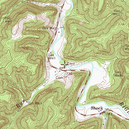 Topographic Map of Butchers Run, WV