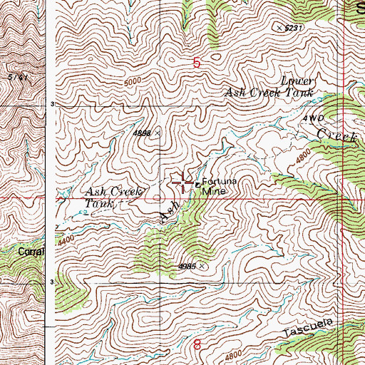Topographic Map of Fortuna Mine, AZ