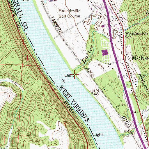 Topographic Map of Butter Run, WV