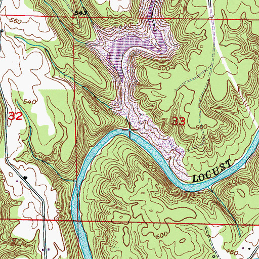 Topographic Map of Thomas Creek, AL