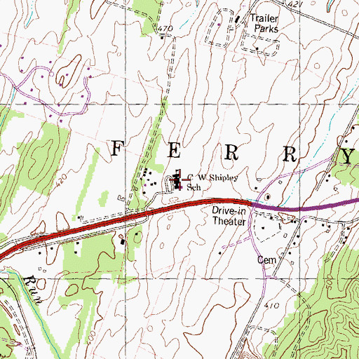 Topographic Map of C W Shipley Elementary School, WV