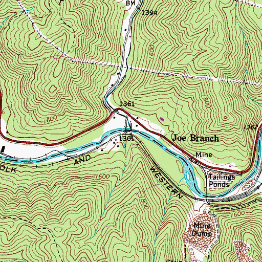 Topographic Map of Cabin Creek, WV