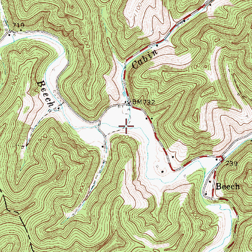 Topographic Map of Cabin Run, WV