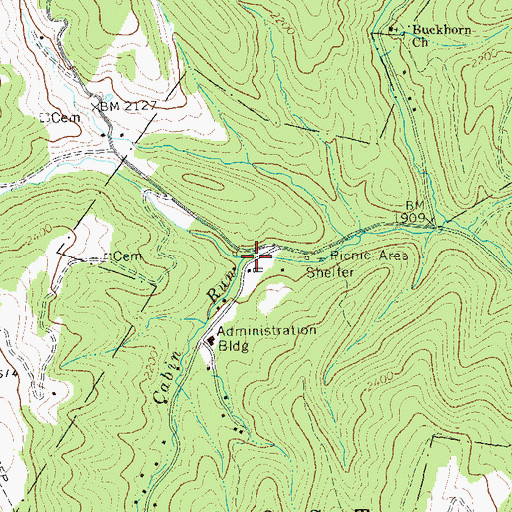 Topographic Map of Cabin Run, WV