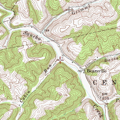 Topographic Map of Cabin Run, WV