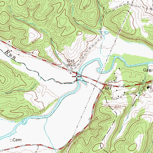 Topographic Map of Cabin Run, WV