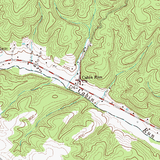 Topographic Map of Cabin Run Church, WV