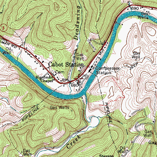 Topographic Map of Cabot Station, WV