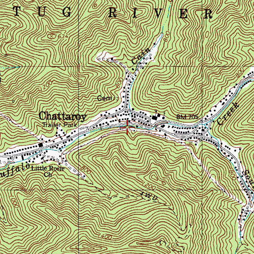 Topographic Map of Cain Fork, WV