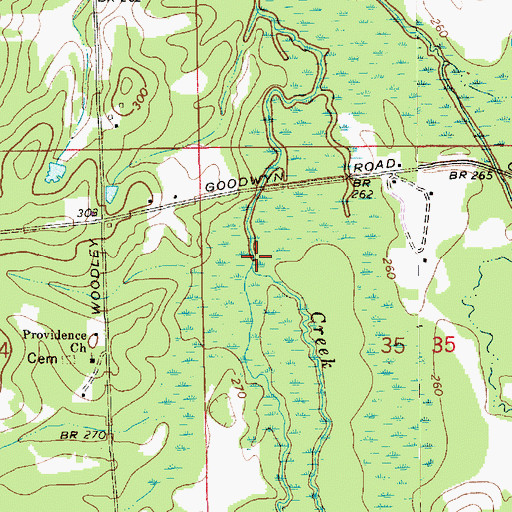 Topographic Map of Thompson Creek, AL