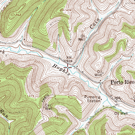 Topographic Map of Cain Run, WV