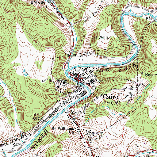 Topographic Map of Cairo, WV
