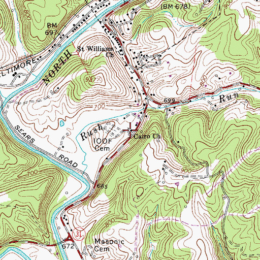 Topographic Map of Cairo Church, WV