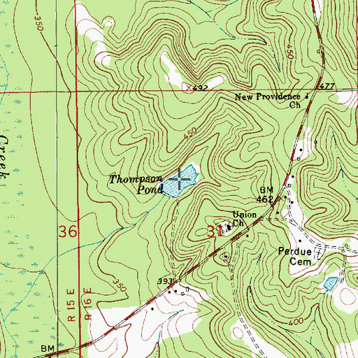 Topographic Map of Thompson Pond, AL