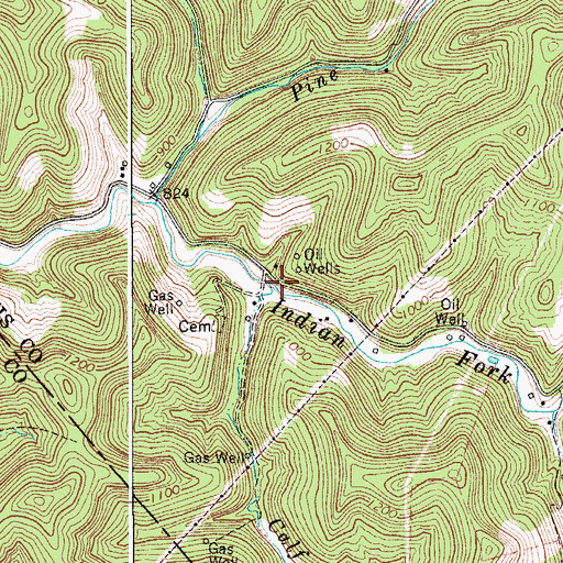 Topographic Map of Calf Run, WV