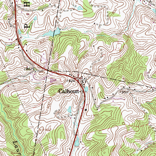 Topographic Map of Calhoun, WV