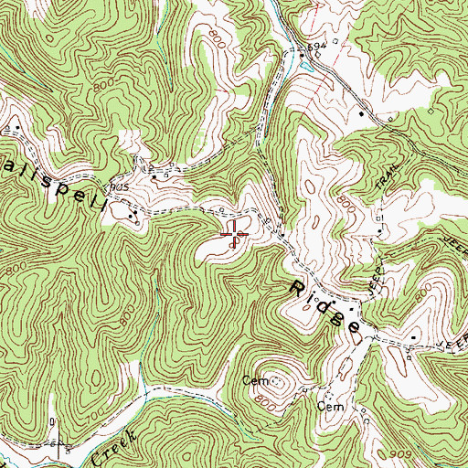 Topographic Map of Calispell Ridge, WV