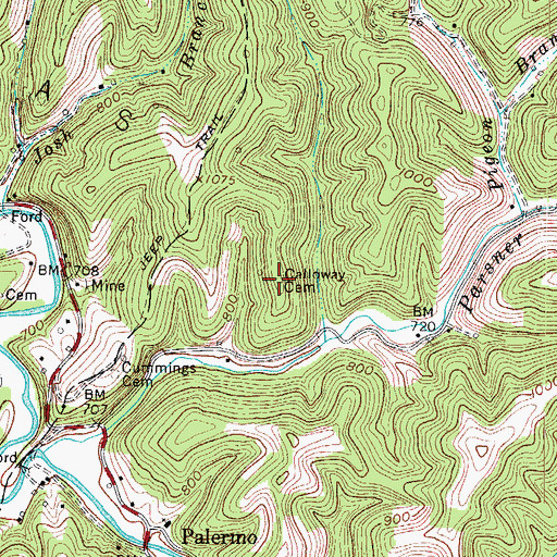 Topographic Map of Calloway Cemetery, WV