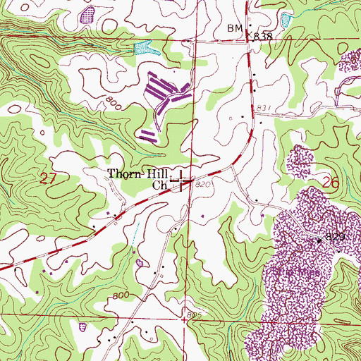Topographic Map of Thornhill Church of Christ, AL