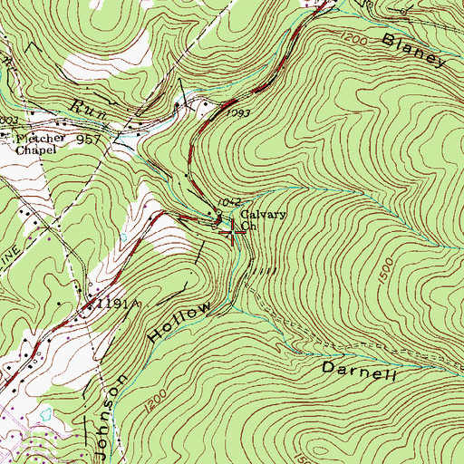 Topographic Map of Calvary United Methodist Church, WV