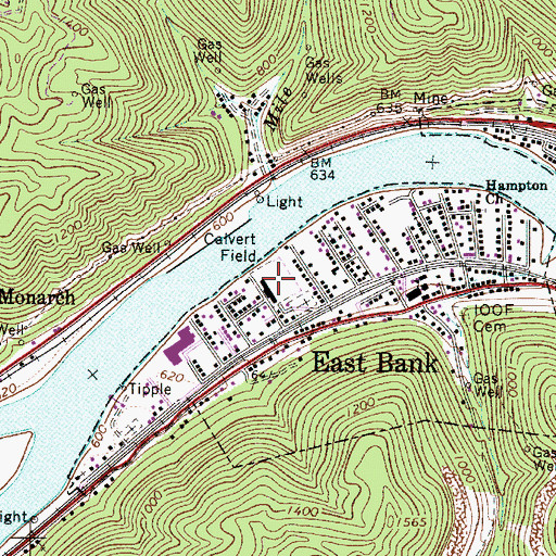 Topographic Map of Calvert Field, WV