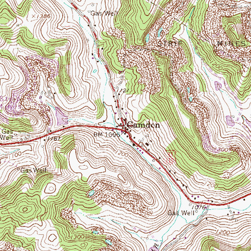 Topographic Map of Camden, WV