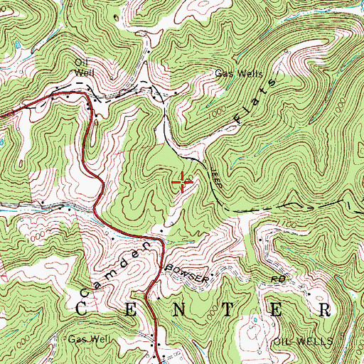 Topographic Map of Camden Flats, WV