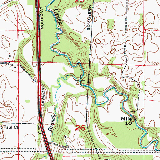 Topographic Map of Thornton Branch, AL
