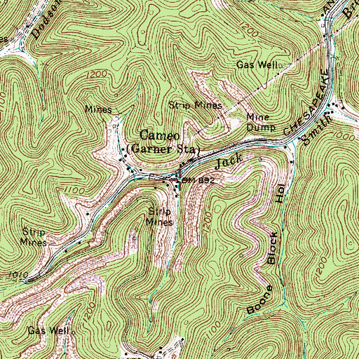 Topographic Map of Cameo, WV