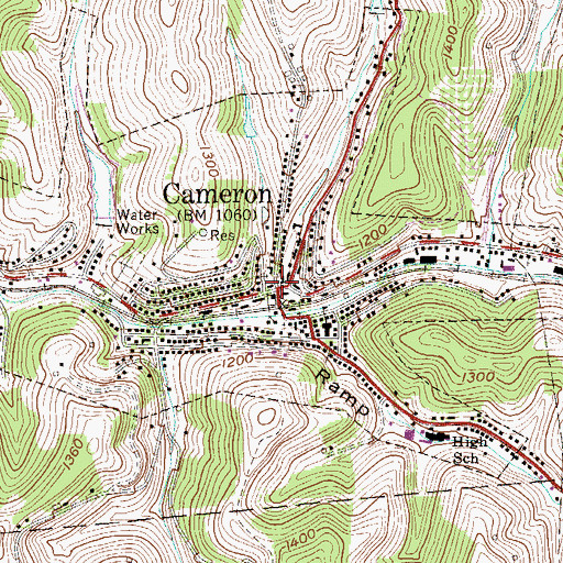 Topographic Map of Cameron, WV