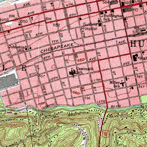 Topographic Map of Cammack School (historical), WV