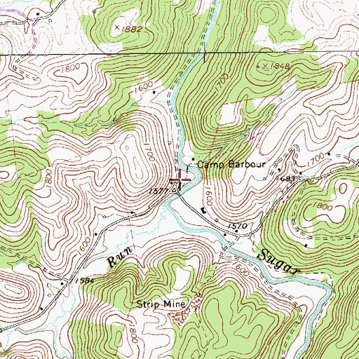 Topographic Map of Camp Barbour, WV
