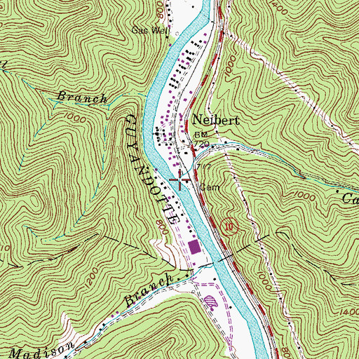 Topographic Map of Camp Branch, WV