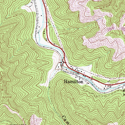 Topographic Map of Camp Branch, WV