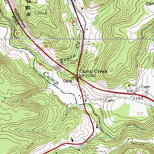Topographic Map of Camp Creek, WV