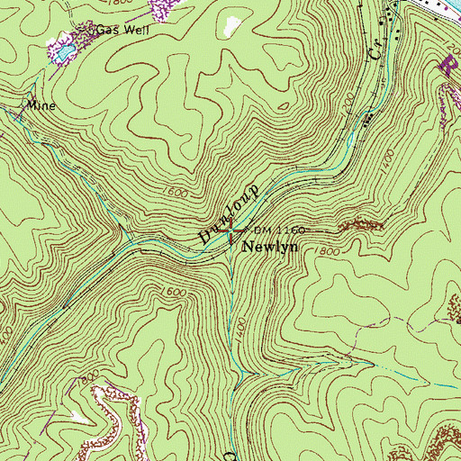 Topographic Map of Camp Creek, WV