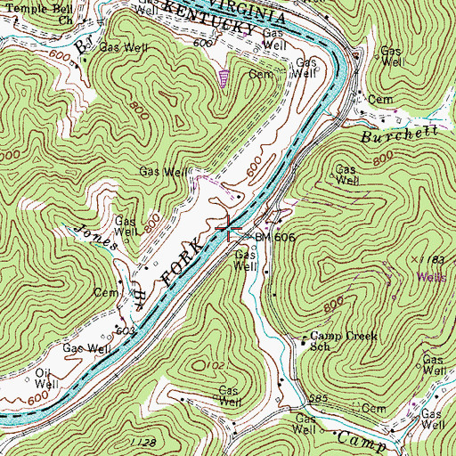 Topographic Map of Camp Creek, WV