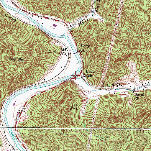 Topographic Map of Camp Creek, WV