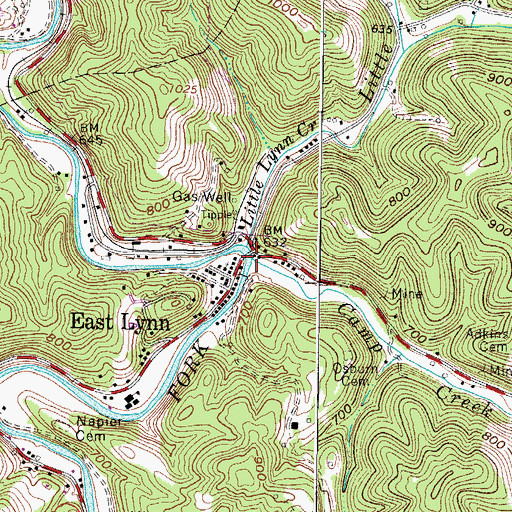 Topographic Map of Camp Creek, WV