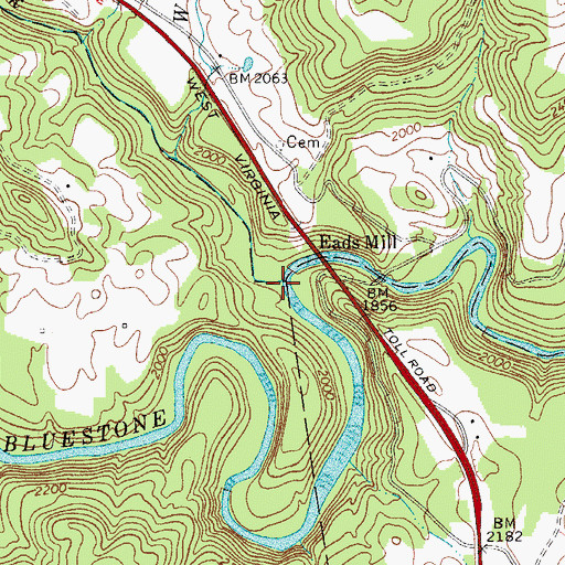 Topographic Map of Camp Creek, WV