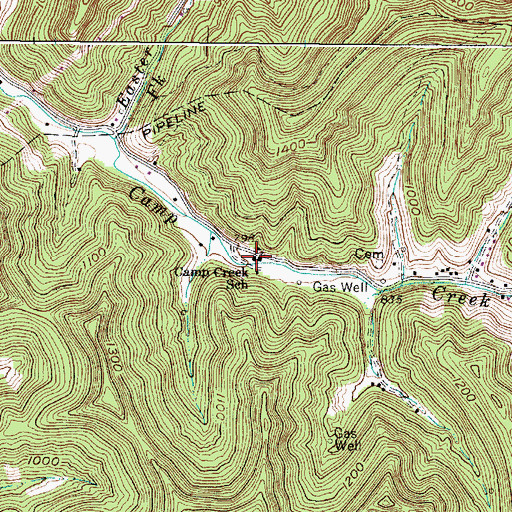 Topographic Map of Camp Creek School (historical), WV