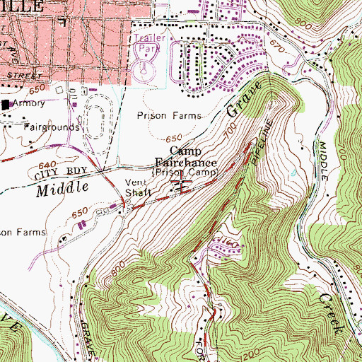 Topographic Map of Camp Fairchance, WV